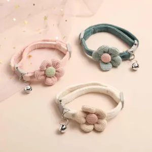 زهرة الجرس مبطن نايلون سبائك الشريط طوق الزينة Animal Flower Bell Padded Nylon Alloy Ribbon Collar Decorations Pet Supplies