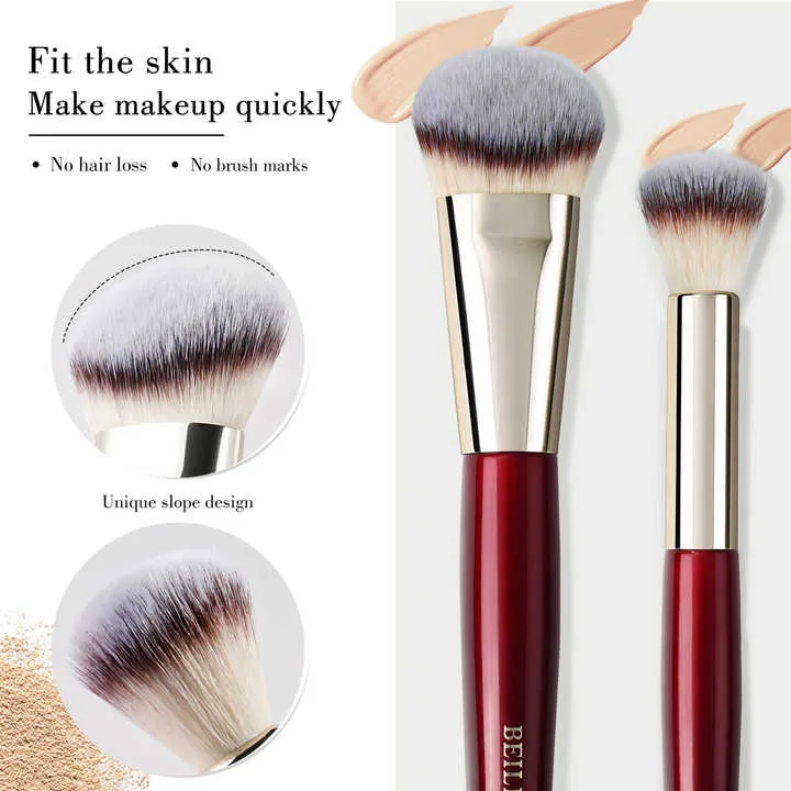 فرش مكياج فاخرة بمقبض خشبي أحمر  Luxury makeup brushes with red wooden handle