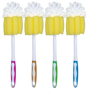 4 Bottle Brush Mug Sponge Dish Glass Scourer Cup Scrubber Kitchen Cleaning Tool