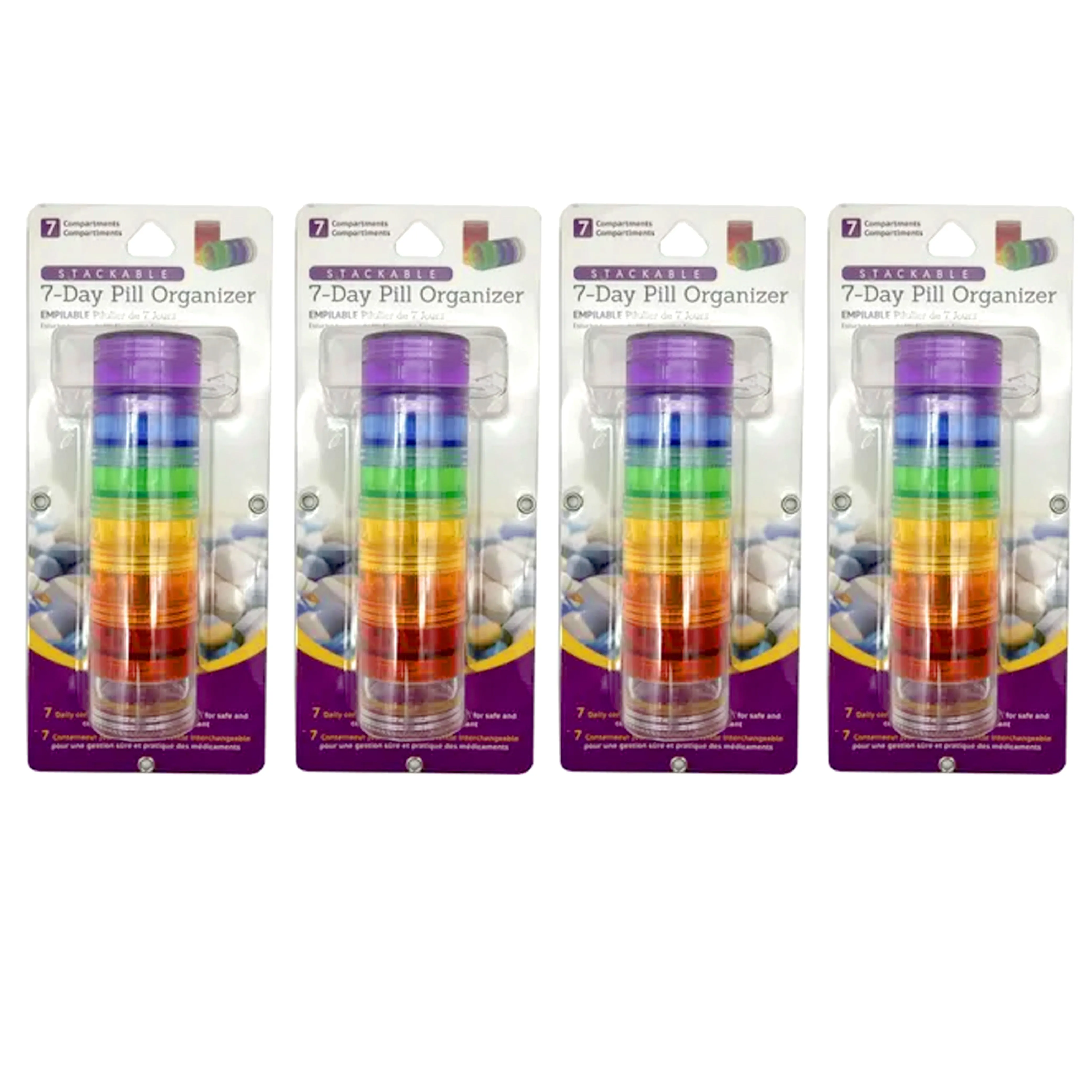 4 Pk Weekly Medicine 7 Day Pill Organizer Stackable Container Craft Bead Storage