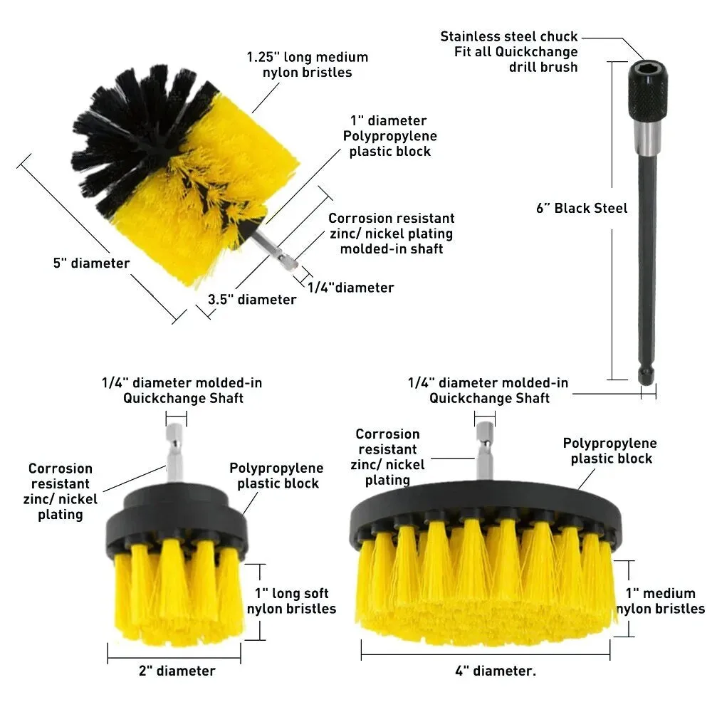 4pc Nylon Electric Drill Scrubber Brush for Carpet Glass Car