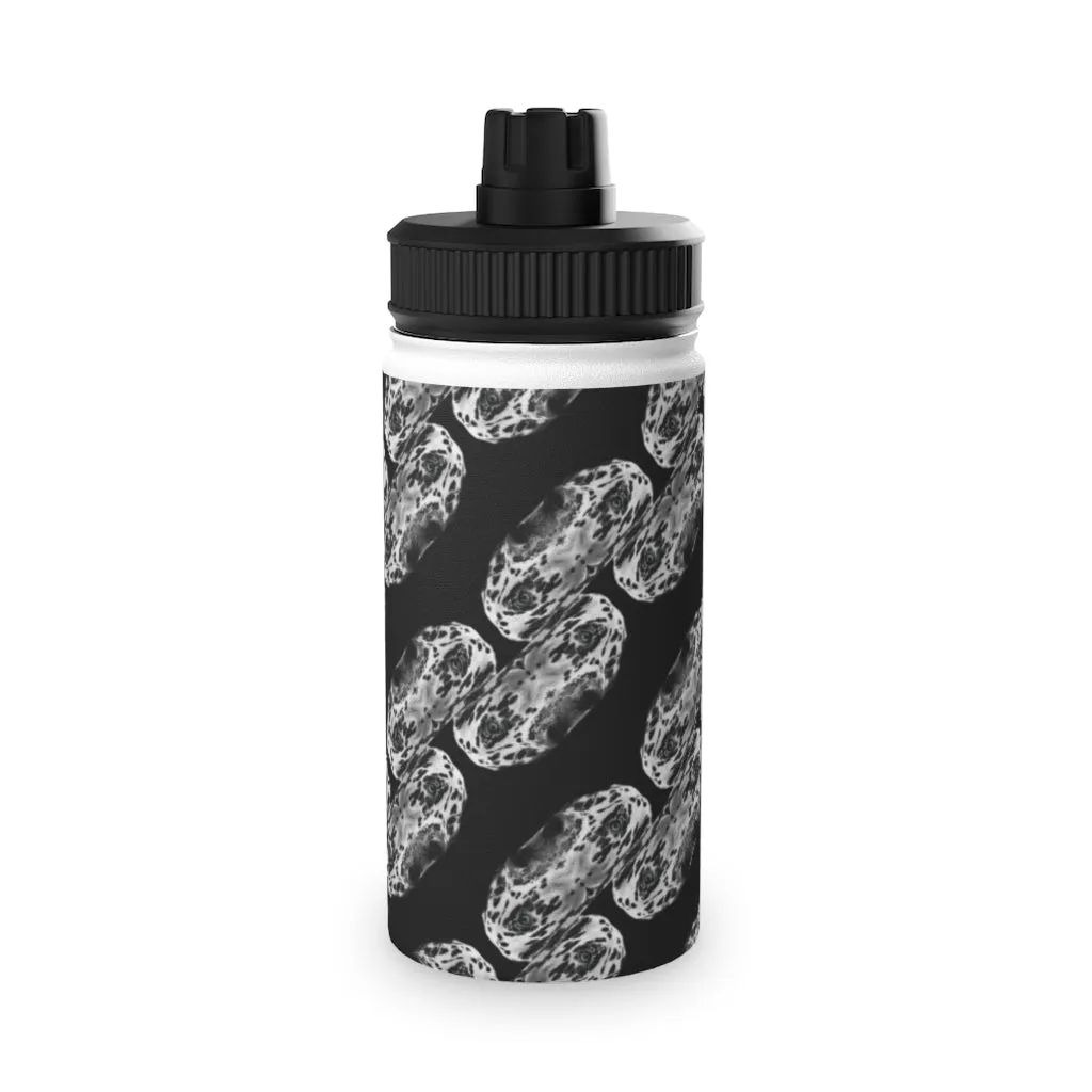 Dalmation Dog Abstract Black and White Pattern Stainless Steel Water Bottle, Sports Lid