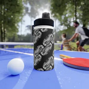 Dalmation Dog Abstract Black and White Pattern Stainless Steel Water Bottle, Sports Lid