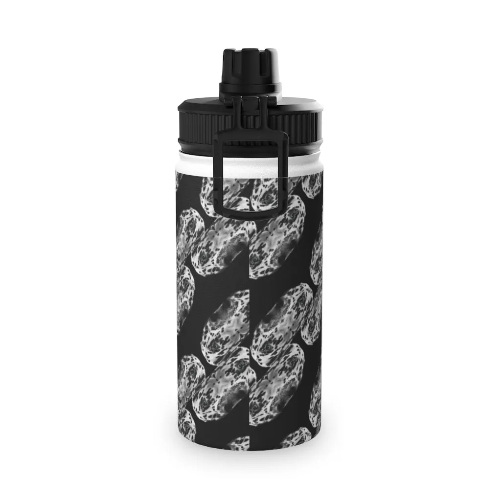 Dalmation Dog Abstract Black and White Pattern Stainless Steel Water Bottle, Sports Lid