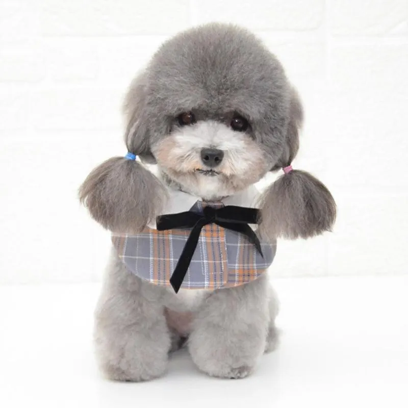 Dog Shawl Small Cloak Pet Bow Ttie Saliva Towel Pet Accessories - Size L