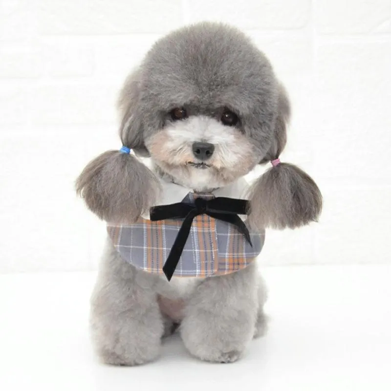 Dog Shawl Small Cloak Pet Bow Ttie Saliva Towel Pet Accessories - Size M