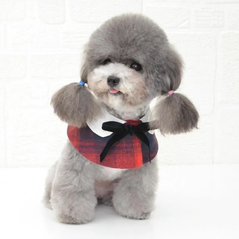 Dog Shawl Small Cloak Pet Bow Ttie Saliva Towel Pet Accessories - Size M