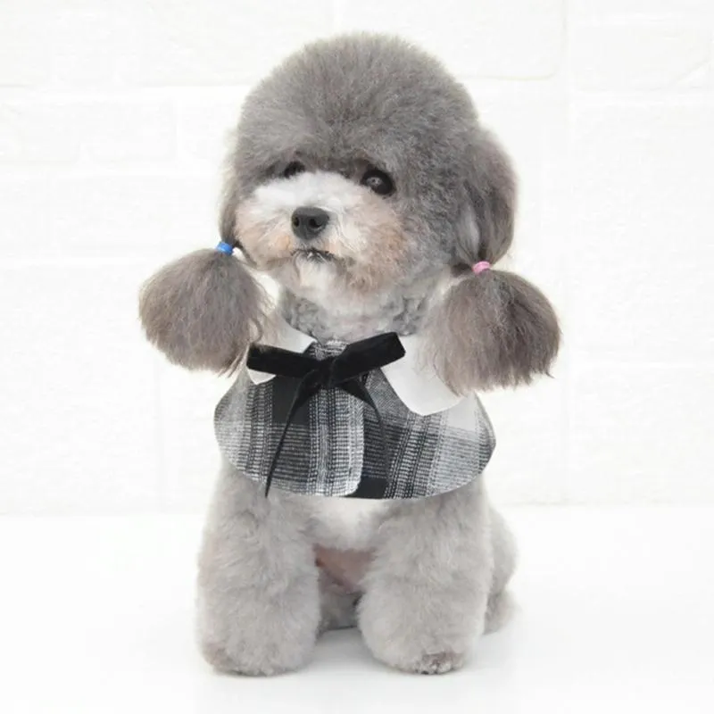 Dog Shawl Small Cloak Pet Bow Ttie Saliva Towel Pet Accessories - Size M
