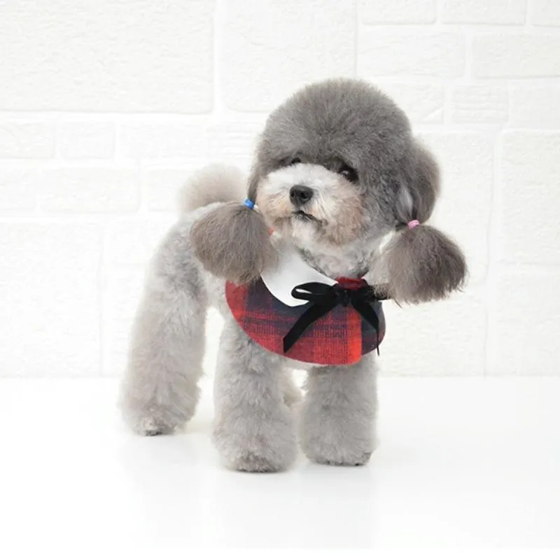 Dog Shawl Small Cloak Pet Bow Ttie Saliva Towel Pet Accessories - Size M