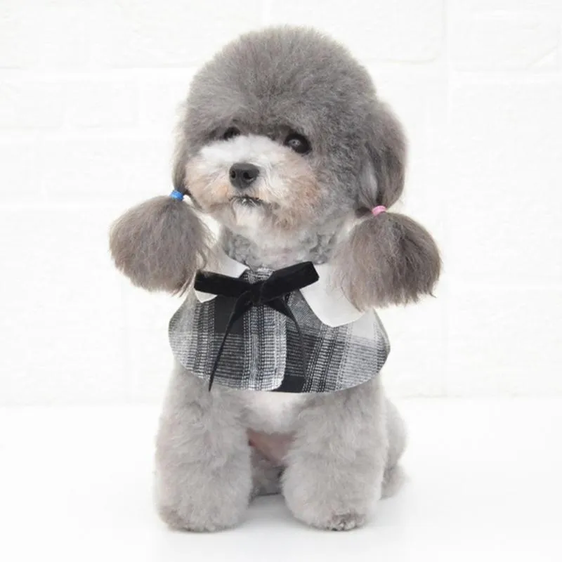 Dog Shawl Small Cloak Pet Bow Ttie Saliva Towel Pet Accessories - Size S