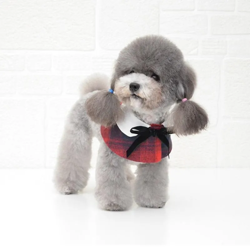 Dog Shawl Small Cloak Pet Bow Ttie Saliva Towel Pet Accessories - Size S