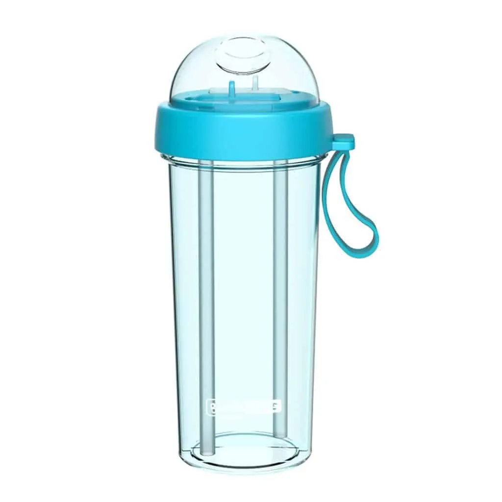 Dual-Use Water Bottle with Straws