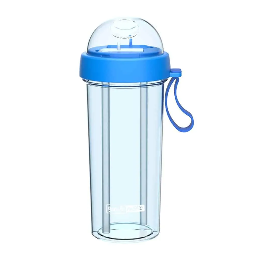 Dual-Use Water Bottle with Straws