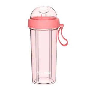 Dual-Use Water Bottle with Straws