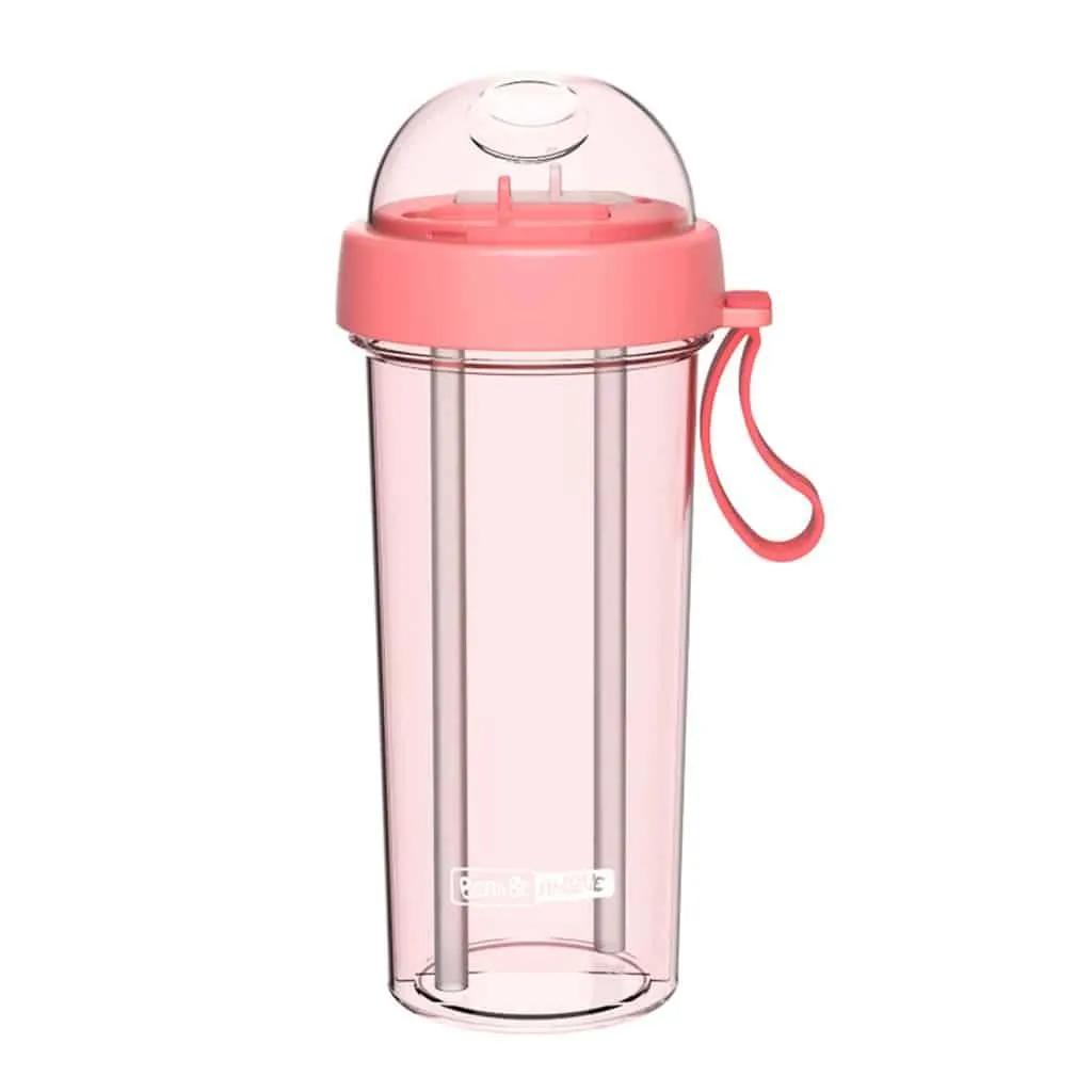Dual-Use Water Bottle with Straws