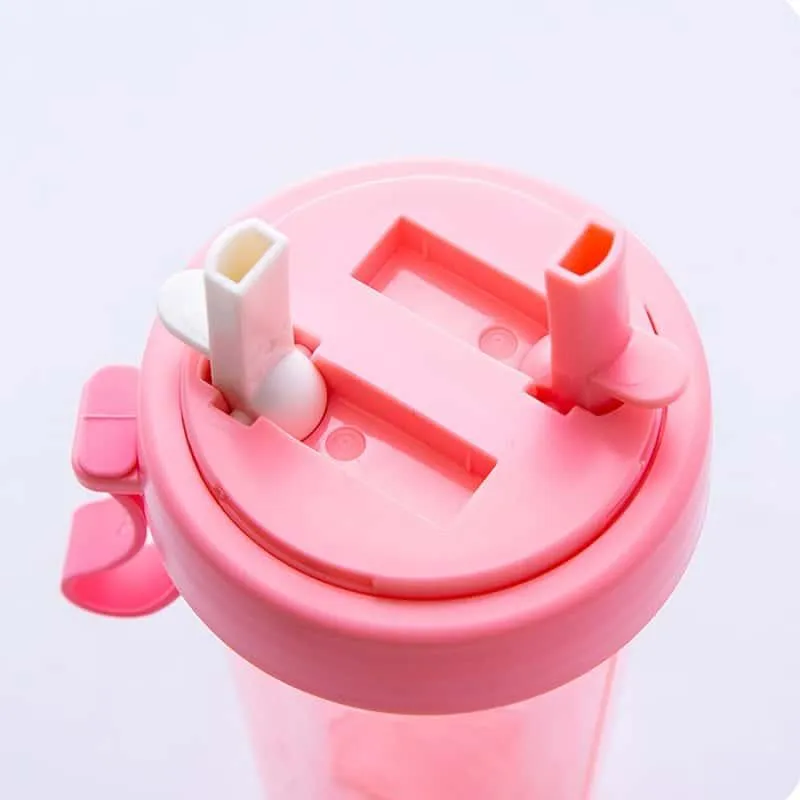 Dual-Use Water Bottle with Straws