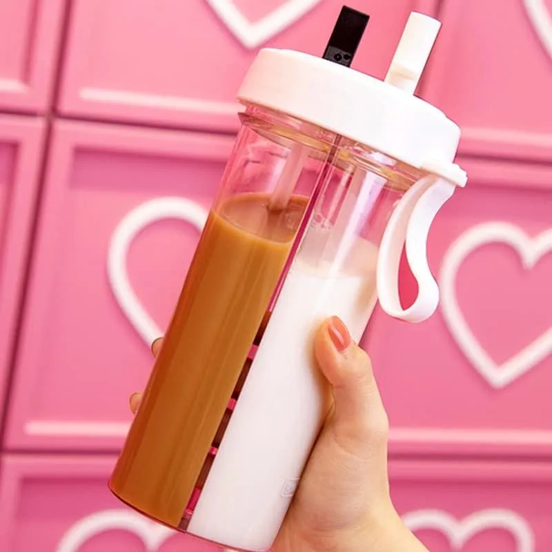 Dual-Use Water Bottle with Straws