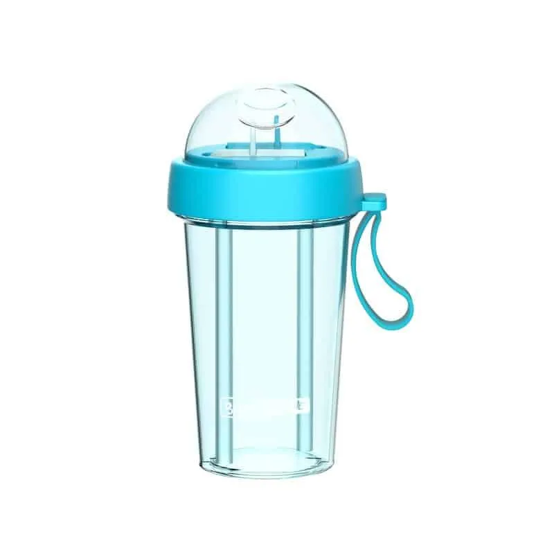 Dual-Use Water Bottle with Straws