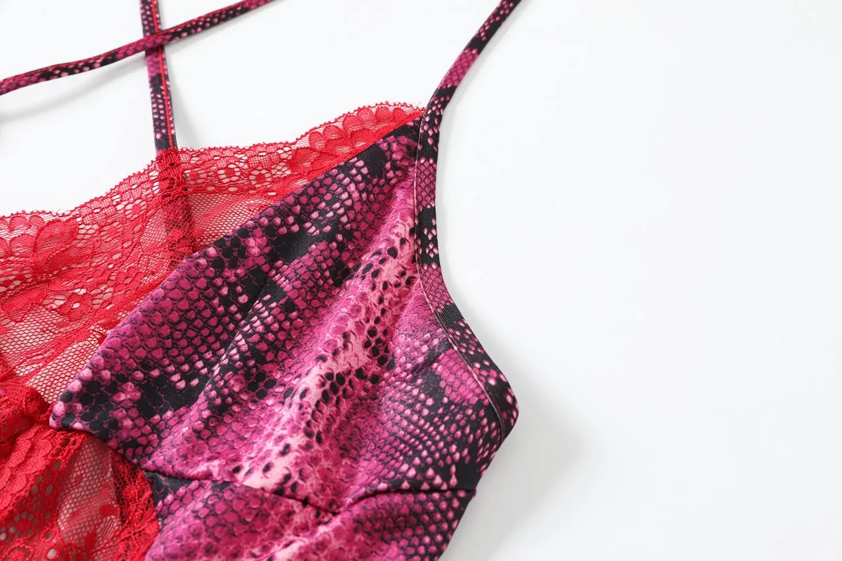 Isabis Plus Size Lingerie Slip Dress with G String Panty