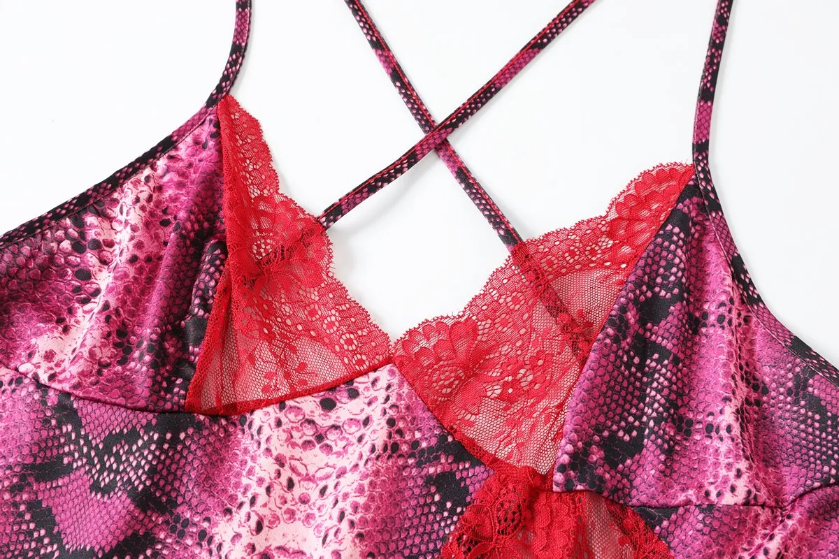 Isabis Plus Size Lingerie Slip Dress with G String Panty