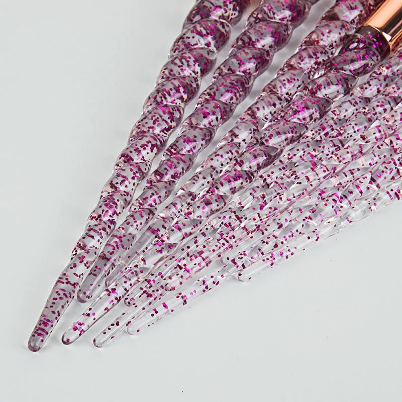 Makeup Brush Set Crystal Threaded Handle