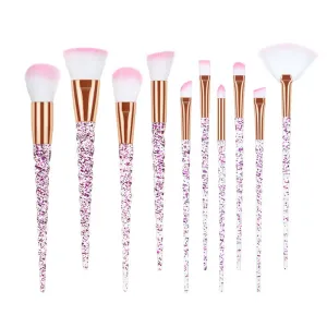 Makeup Brush Set Crystal Threaded Handle