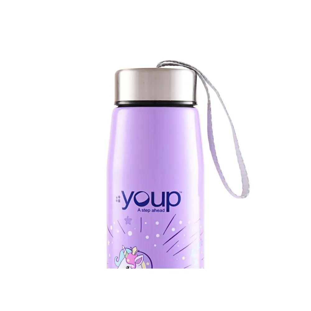 Youp Stainless Steel Insulated Purple Color Unicorn Kids Water Bottle Abby - 500 Ml